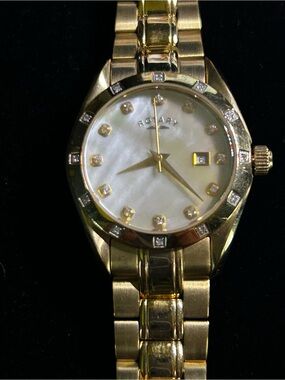 Vintage Rotary Rocks Gold Tone Diamond Accent Watch